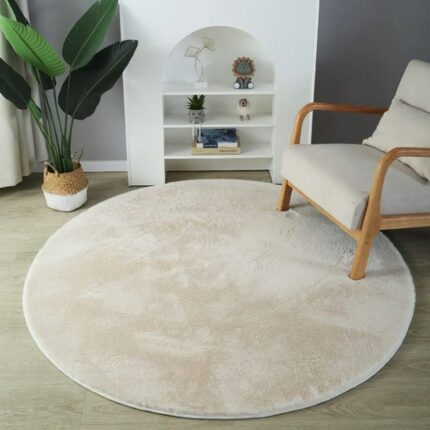 Tapis Fausse Fourrure Rond  Style Scandinave